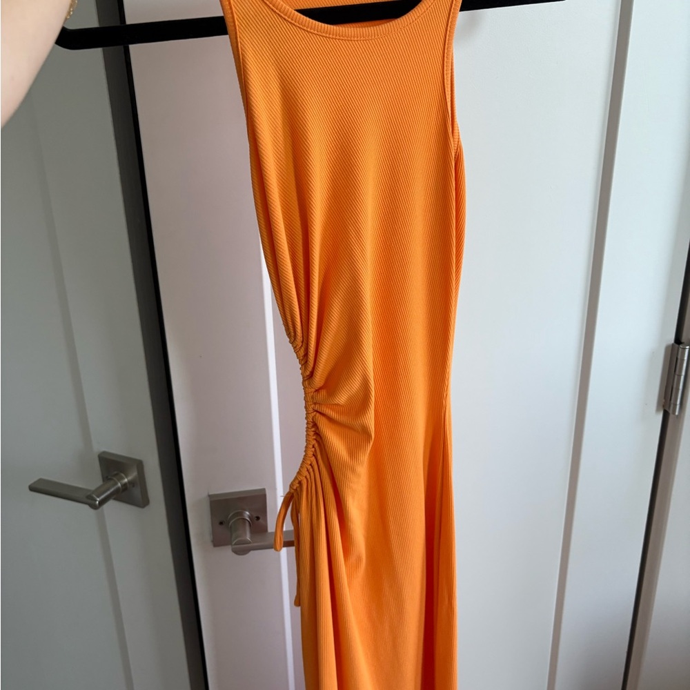 Ribbed Orange Sleeveless Midi/Maxi Dress